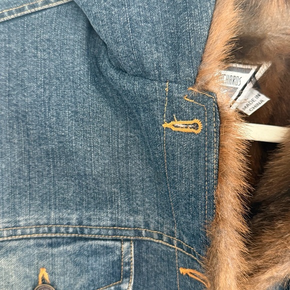 Marvin Richards Womens Vintage Faux Fur Lined Denim Jacket Size Large 90s - Picture 4 of 9